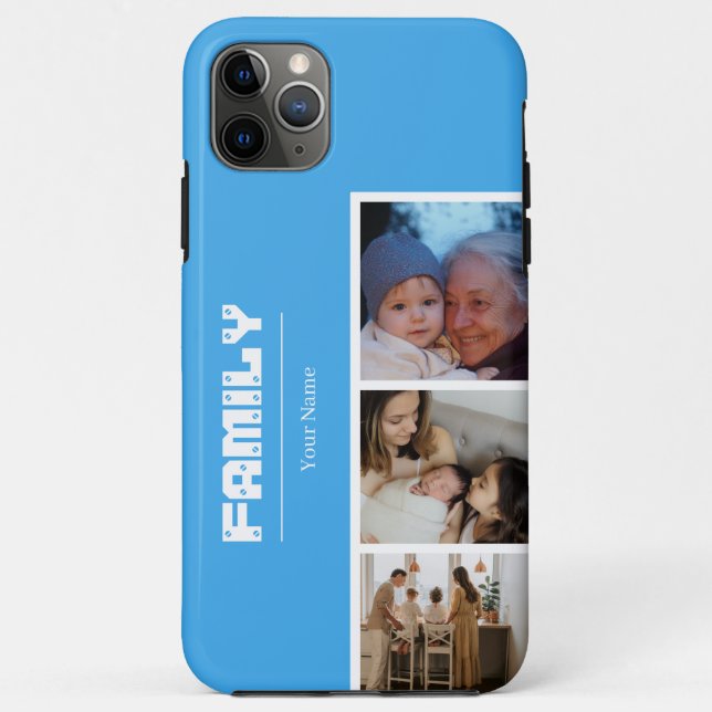 Capa Para iPhone 11 Pro Max Family Photo Collage blue 4 Picture (Verso)