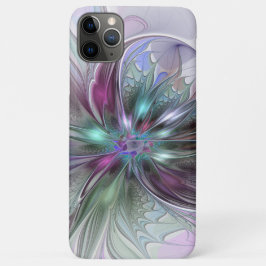 Capa Para iPhone 11 Pro Max Fantasia Abstrata Moderna Colorida Floral Fractal
