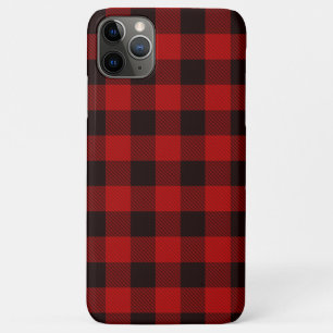 Capa Para iPhone 11 Pro Max Farmhouse Cabin Red Black Xadrez Buffalo