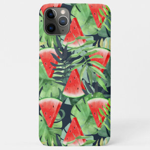 Capa Para iPhone 11 Pro Max Fatias de melancia com folhas tropicais