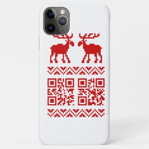 Capa Para iPhone 11 Pro Max Feliz ano novo de código QR do Sweater de Natal Fe