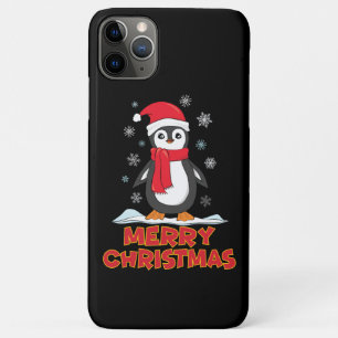 Capa Para iPhone 11 Pro Max Feliz Natal - Pinguim Gato