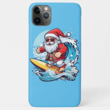 Feset Santa Claus Surfando Ondas de Natal