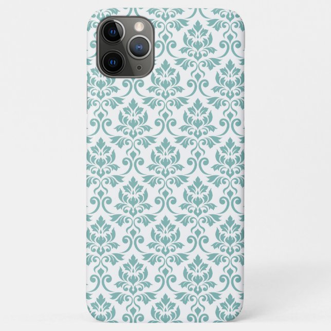 Capa Para iPhone 11 Pro Max Feuille Damask Teal Pattern (Verso)
