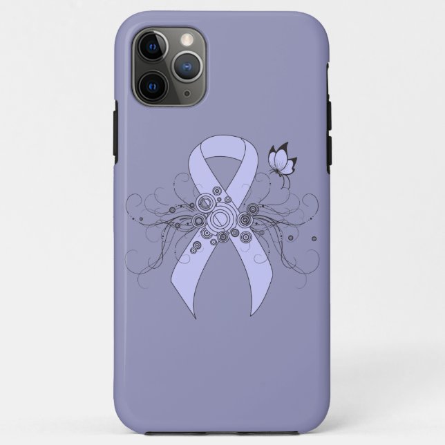 Capa Para iPhone 11 Pro Max Fita Periwinkle com borboleta (Verso)