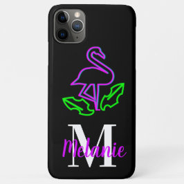 Capa Para iPhone 11 Pro Max Flamingo Tropical Neon Moderno Violeta Fluorescent