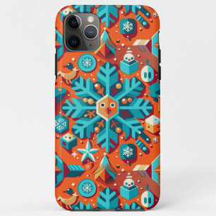Capa Para iPhone 11 Pro Max Floco de neve estilizado de arte de Natal
