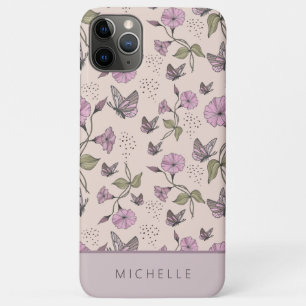 Capa Para iPhone 11 Pro Max Flor Botânica, Rosa-Rosa, bonito, Floral