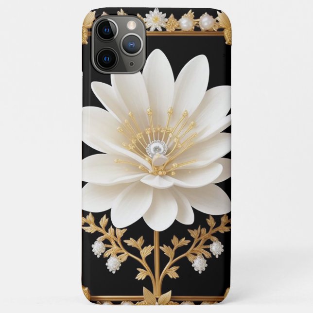 Capa Para iPhone 11 Pro Max Flor Branca Elegante (Verso)