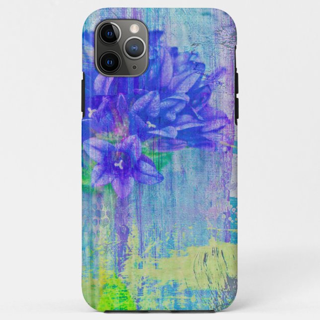 Capa Para iPhone 11 Pro Max Flor em Violeta Azul (Verso)