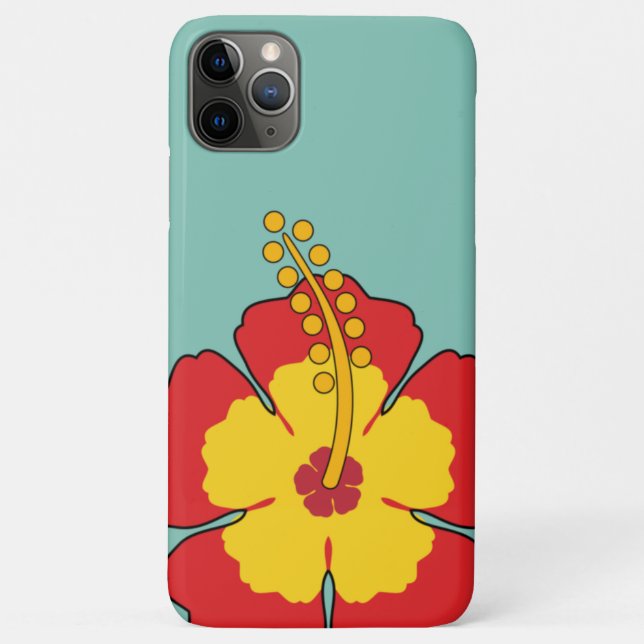 Capa Para iPhone 11 Pro Max Flor Tropical de Red Hibiscus (Verso)