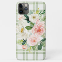 Floral Branco Rosa-Rosa Xadrez Verde-claro