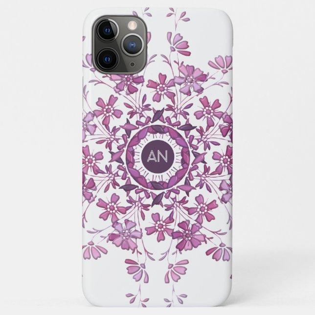 Capa Para iPhone 11 Pro Max floral vintage púrpura mandala (Verso)