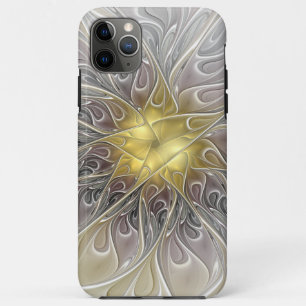 Capa Para iPhone 11 Pro Max Floreio com Dourada flor frontal de Abstrato moder
