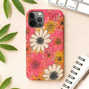 Capa Para iPhone 11 Pro Max Flores Coloridas Delicadas em Aquarela