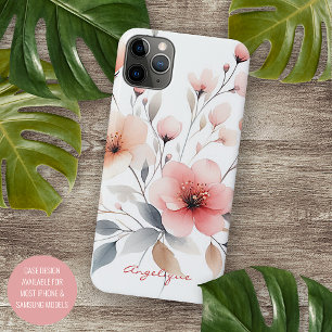 Capa Para iPhone 11 Pro Max Flores de Aquarela Delicadas Clássicas