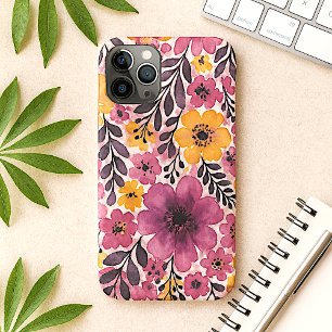 Capa Para iPhone 11 Pro Max Flores de Aquarela Delicadas Coloridas