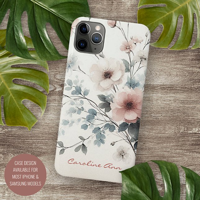 Capa Para iPhone 11 Pro Max Flores de Aquarelas Delicadas Clássicas Sofisticad (Criador carregado)