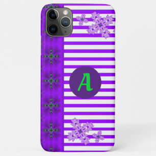 Capa Para iPhone 11 Pro Max Flores de Artdeco no estilo retro com monograma