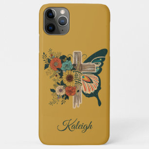 Capa Para iPhone 11 Pro Max Flores de Borboleta de Fé