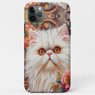 Capa Para iPhone 11 Pro Max Flores De Gatinhos Persa, Gato Persa De Delito Flo