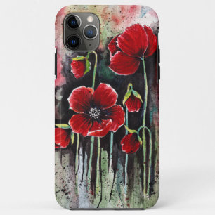 Capa Para iPhone 11 Pro Max Flores De Papoila Em Aquarela