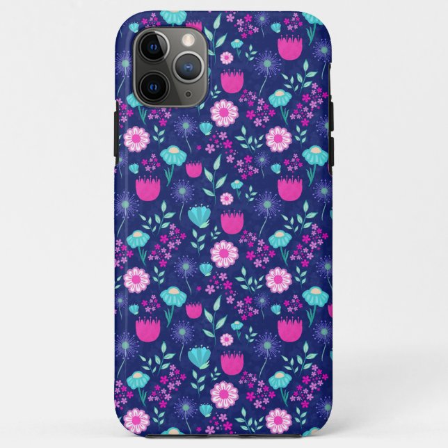 Capa Para iPhone 11 Pro Max Flores Delicadas e Detalhes Botânicos (Verso)