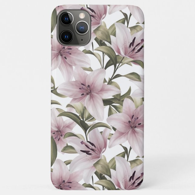 Capa Para iPhone 11 Pro Max Flores Lily. Padrão floral (Verso)