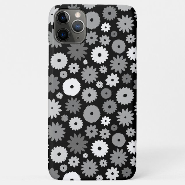 Capa Para iPhone 11 Pro Max Flores Monocromáticas Repetem Padrão (Verso)