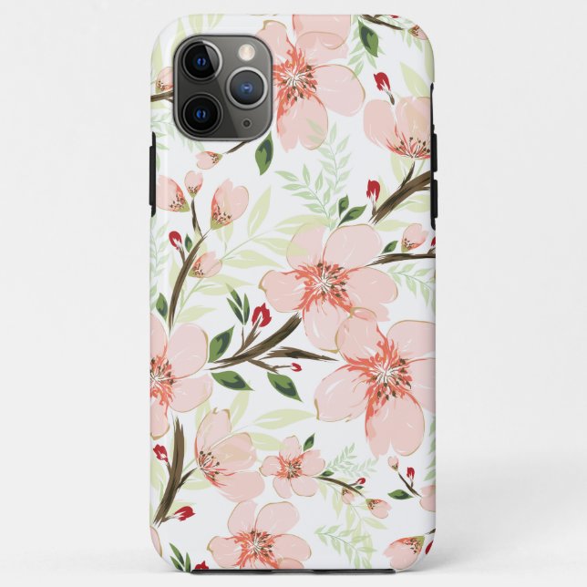 Capa Para iPhone 11 Pro Max Flores rosa (Verso)