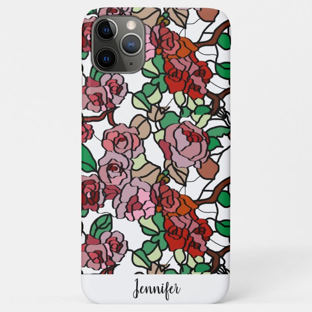Capa Para iPhone 11 Pro Max Flores Vermelhas Brilhantes E Bonitas (Verso)