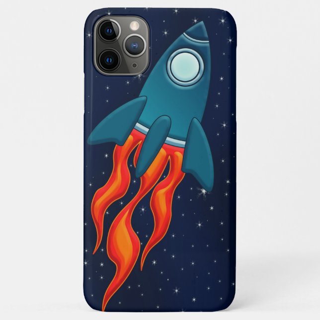 Capa Para iPhone 11 Pro Max Foguete Espacial Fofo e Design de Espaço Sideral (Verso)