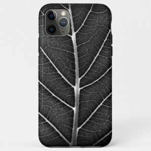 Capa Para iPhone 11 Pro Max Folha brilhante em preto e branco close-up