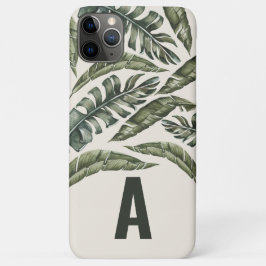 Capa Para iPhone 11 Pro Max Folha tropical e inicial botânica personalizada