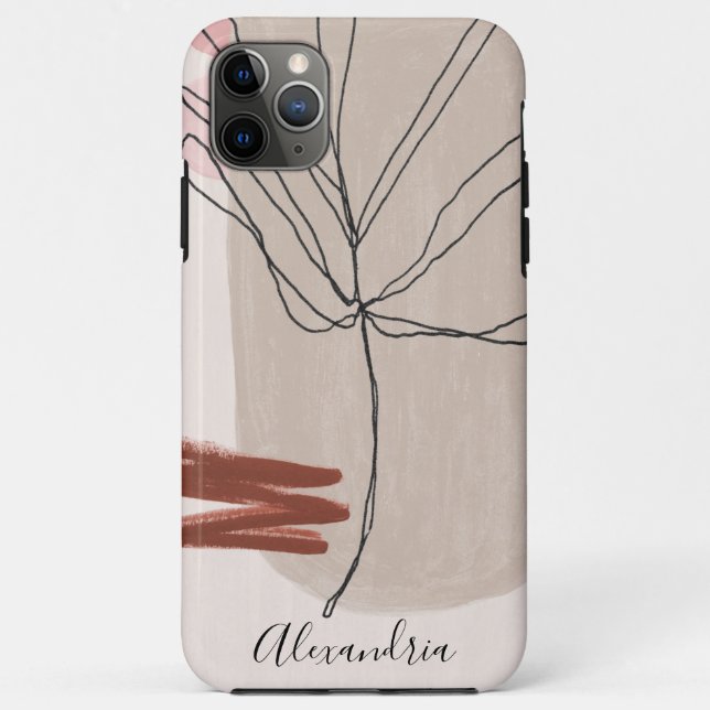 Capa Para iPhone 11 Pro Max Formas Abstratas Folha Botânica (Verso)