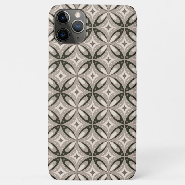 Capa Para iPhone 11 Pro Max Formas circulares retrô bege e marrom (Verso)