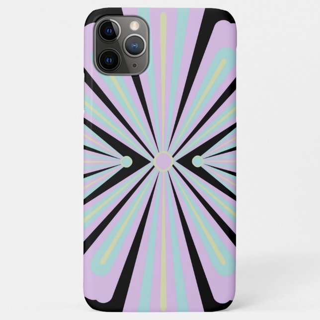 Capa Para iPhone 11 Pro Max Formas Florais Pastéis em Fundo Preto (Verso)