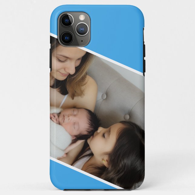 Capa Para iPhone 11 Pro Max Foto da Família  azul  (Verso)