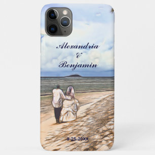 Capa Para iPhone 11 Pro Max Foto Personalizada de Casamento de Praia da Ilha T