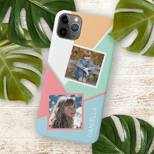 Capa Para iPhone 11 Pro Max Fotos Personalizadas da Família em Padrão de Mosai