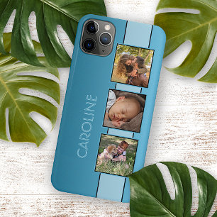 Capa Para iPhone 11 Pro Max Fotos Personalizadas Nome Em Aqua Azul Turquesa