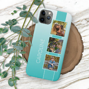Capa Para iPhone 11 Pro Max Fotos personalizadas Ombre Aqua Turquoise Seaglass
