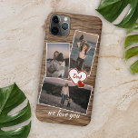Capa Para iPhone 11 Pro Max Fotos Personalizadas Para Mamãe Papai E Coração De<br><div class="desc">Capa de iPhone moderna com um padrão de textura de madeira marrom rústica falsa para celular. Com espaço para personalizar facilmente com três fotos e texto (limitado) de sua escolha. Decorada com corações fofos e uma citação "Nós Te Amamos" em uma fonte caligráfica elegante e estilosa de estilo manuscrito. Presente...</div>