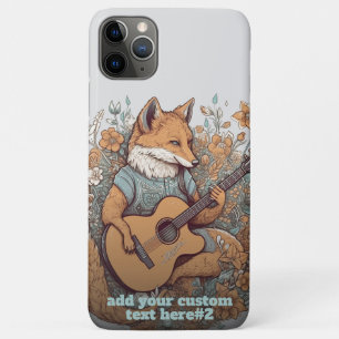 Capa Para iPhone 11 Pro Max Fox tocando guitarra, flor selvagem Cottagecore Pe