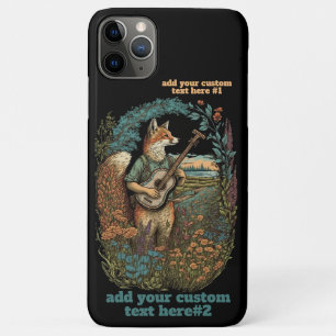 Capa Para iPhone 11 Pro Max Fox tocando guitarra, flor selvagem Cottagecore Pe