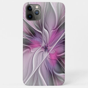 Capa Para iPhone 11 Pro Max Fractal Fractal Moderna Abstrato com Cinza Rosa Fl