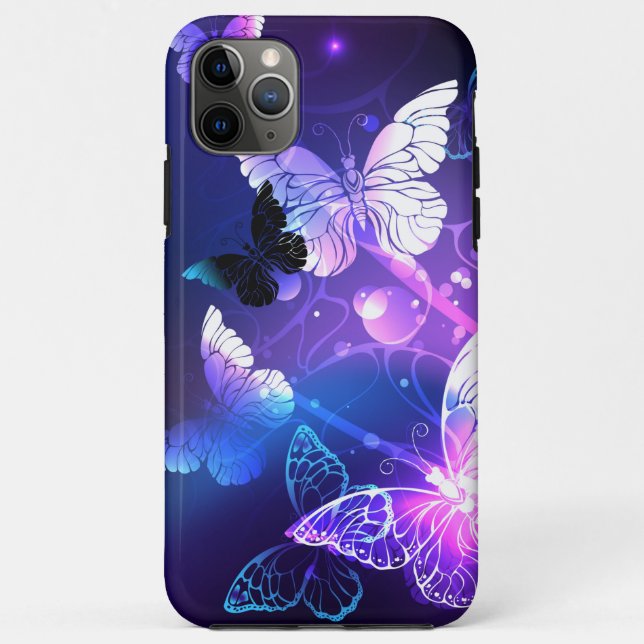 Capa Para iPhone 11 Pro Max Fundo com Borboletas Noturnas (Verso)