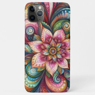 Capa Para iPhone 11 Pro Max Funky Artsy Colorful Paisley Floral Art Patterno