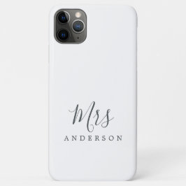Capa Para iPhone 11 Pro Max Futuro, Sra. Black White Chic Bride