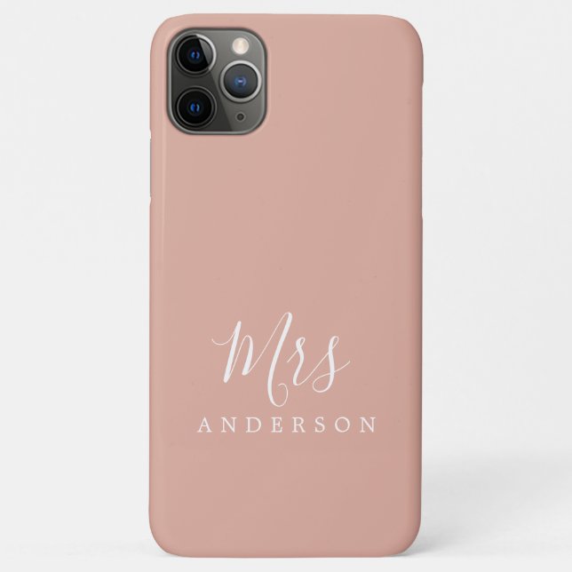 Capa Para iPhone 11 Pro Max Futuro, Sra. Dusty Pink Chic Script Bride (Verso)